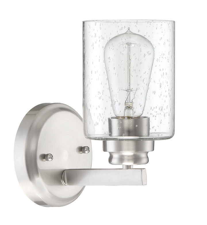 Bolden One Light Wall Sconce in Brushed Polished Nickel - available from The Lighting Shoppe, trusted by Canadian homeowners