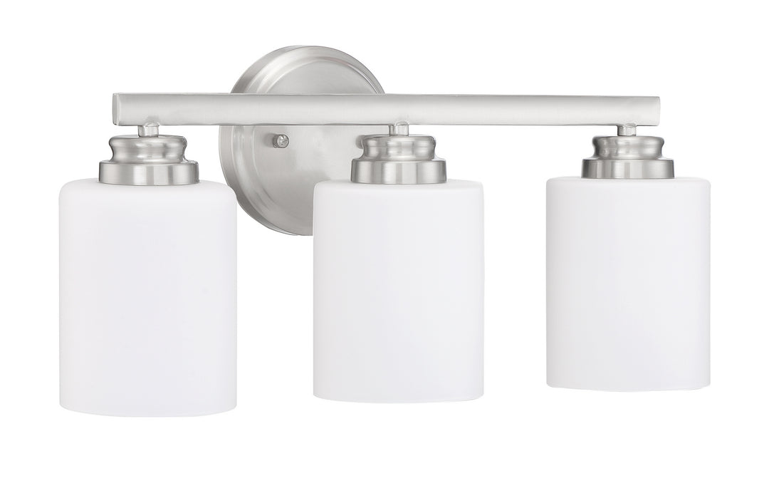 Bolden Three Light Vanity in Brushed Polished Nickel - available from The Lighting Shoppe, trusted by Canadian homeowners