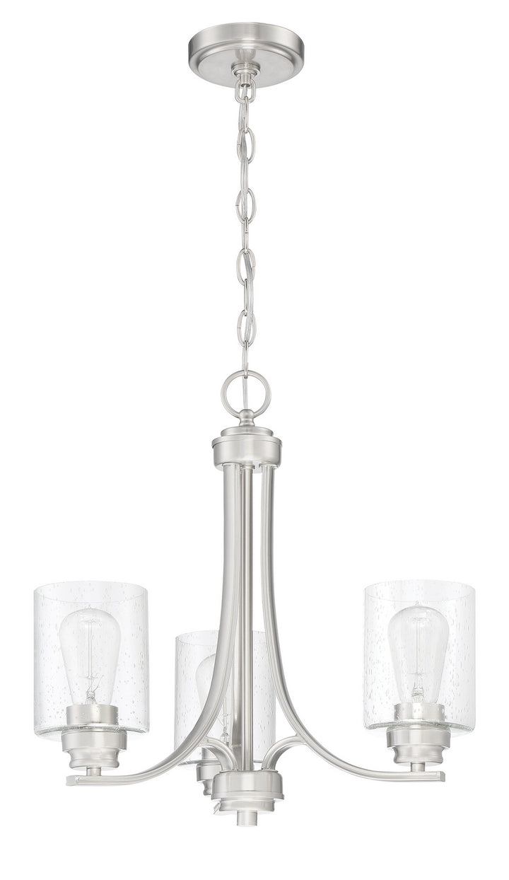 Bolden Three Light Chandelier in Brushed Polished Nickel - available from The Lighting Shoppe, trusted by Canadian homeowners
