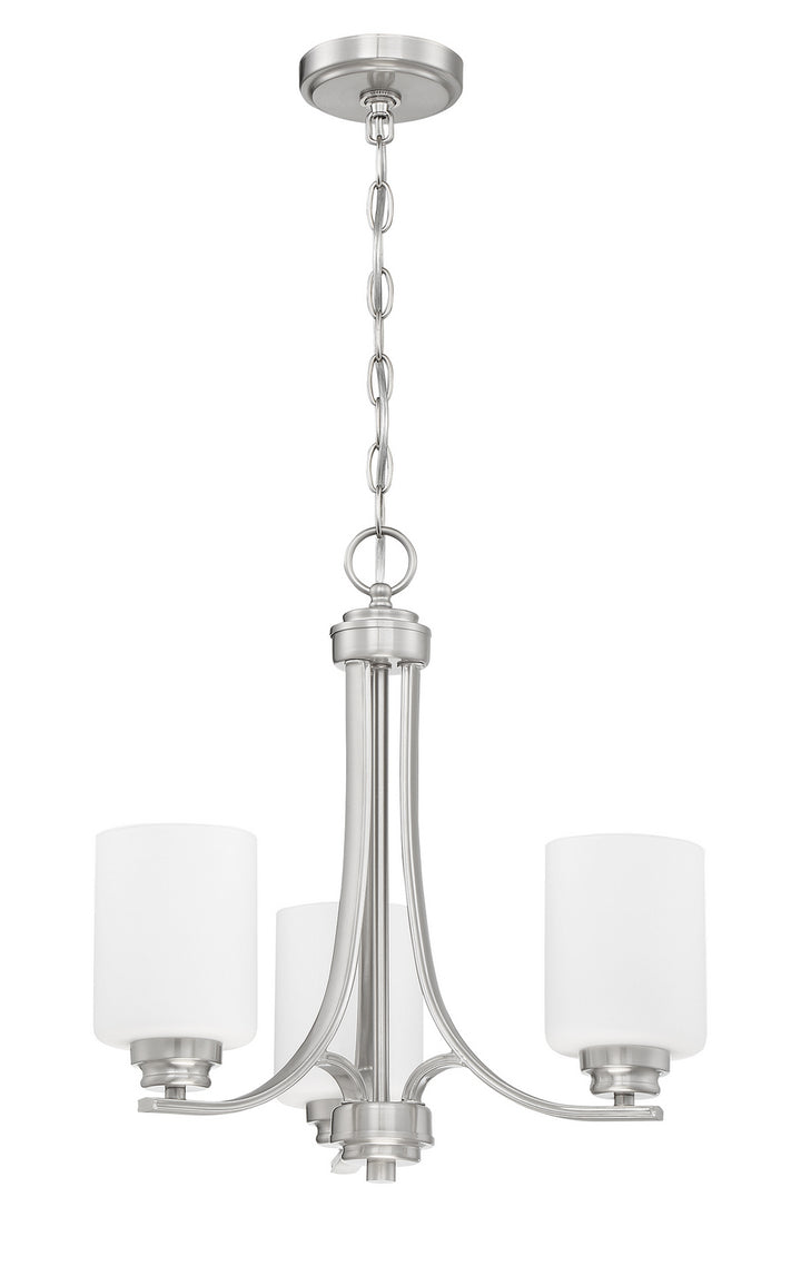 Bolden Three Light Chandelier in Brushed Polished Nickel - available from The Lighting Shoppe, trusted by Canadian homeowners
