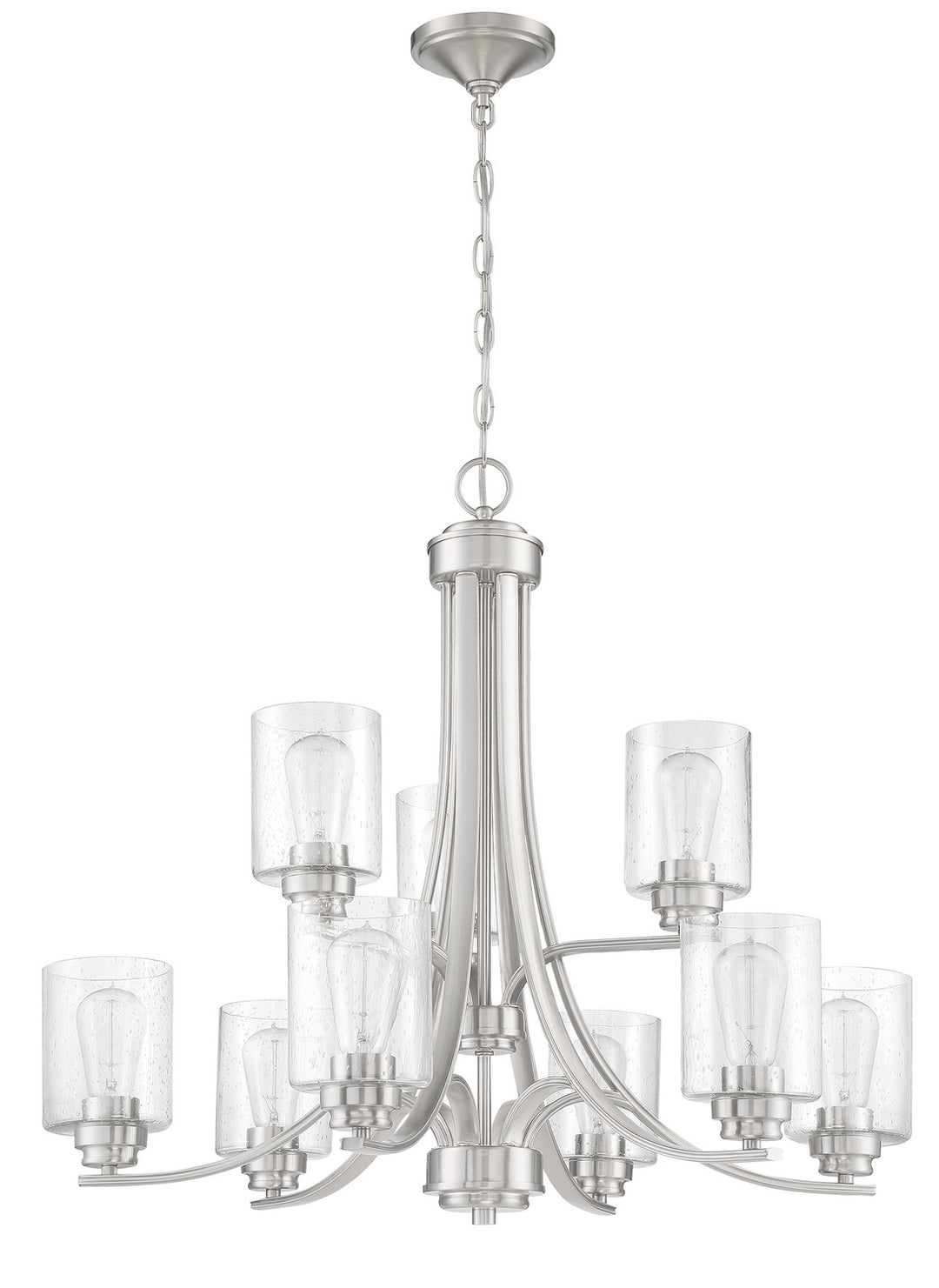Bolden Nine Light Chandelier in Brushed Polished Nickel - available from The Lighting Shoppe, trusted by Canadian homeowners