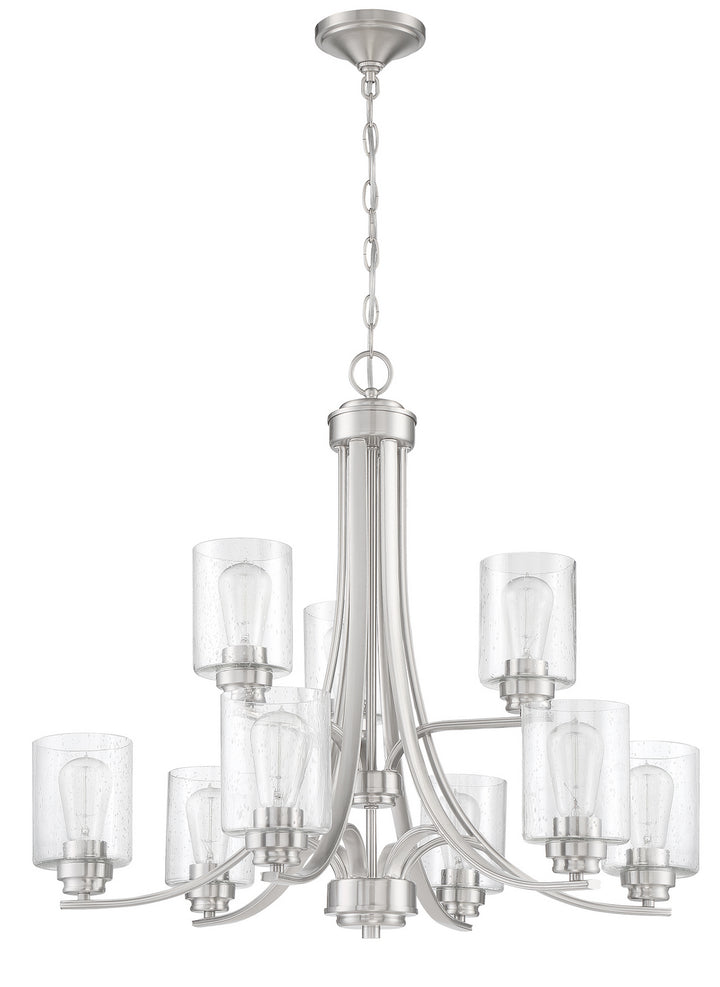 Bolden Nine Light Chandelier in Brushed Polished Nickel - available from The Lighting Shoppe, trusted by Canadian homeowners