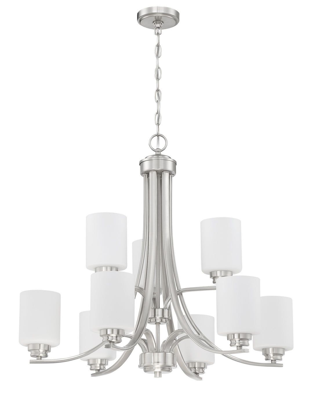 Bolden Nine Light Chandelier in Brushed Polished Nickel - available from The Lighting Shoppe, trusted by Canadian homeowners