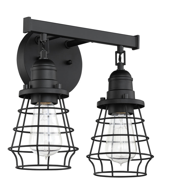 Thatcher Two Light Vanity in Flat Black - available from The Lighting Shoppe, trusted by Canadian homeowners