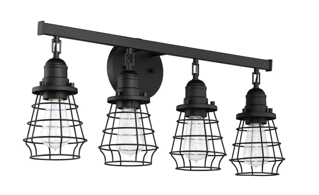 Thatcher Four Light Vanity in Flat Black - available from The Lighting Shoppe, trusted by Canadian homeowners