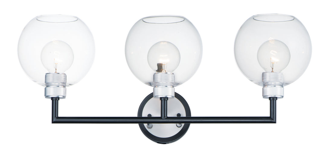 Vessel Three Light Wall Sconce in Black / Brushed Aluminum