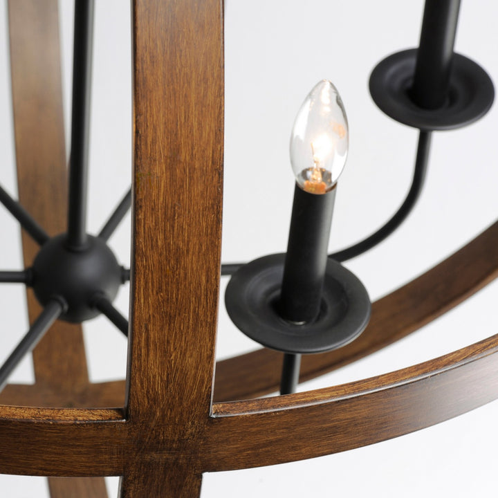 Maxim - 27576APBK - Six Light Pendant - Compass - Antique Pecan / Black
