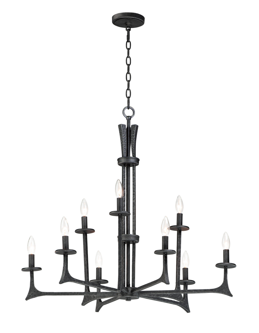 Anvil Nine Light Chandelier in Natural Iron - available from The Lighting Shoppe, trusted by Canadian homeowners