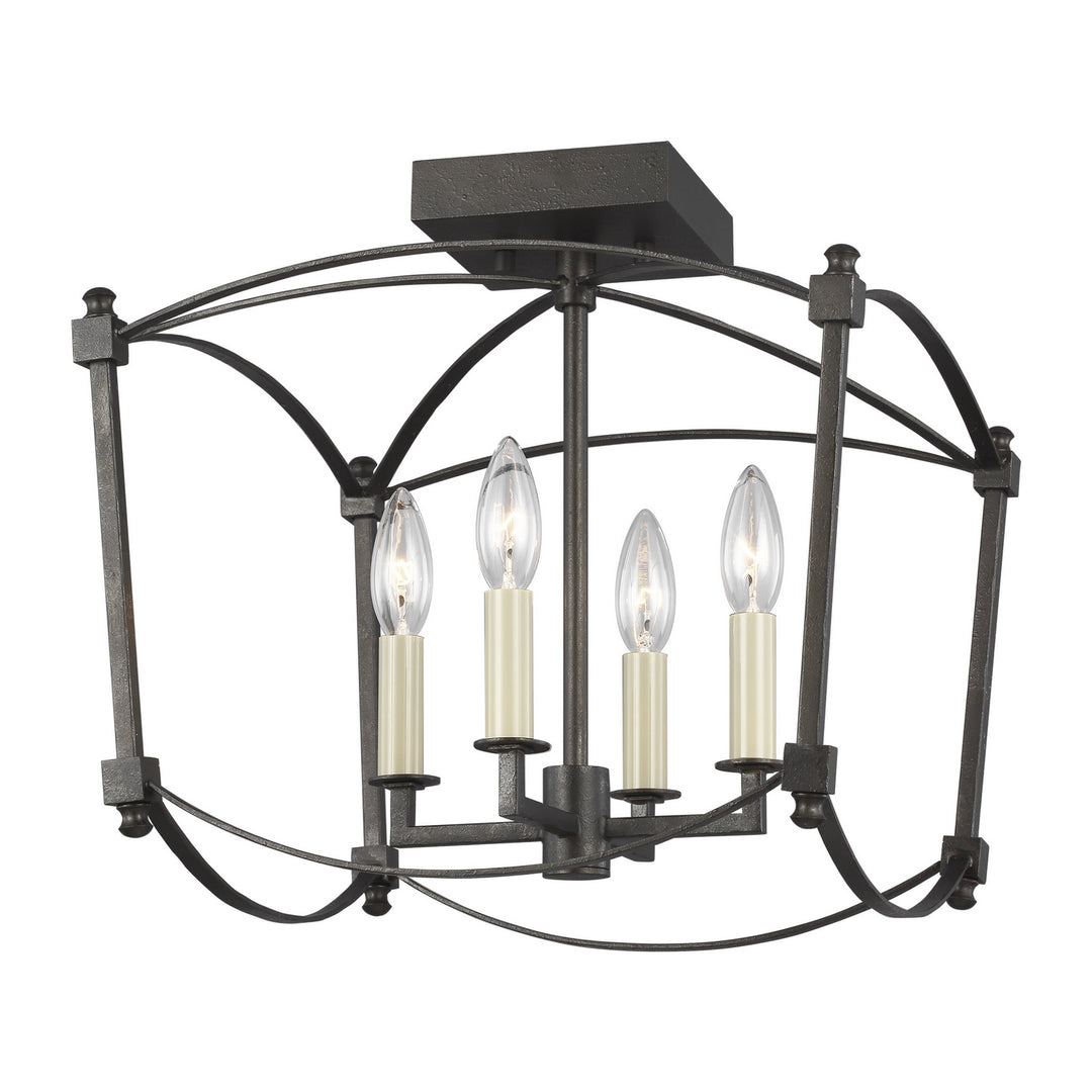 Thayer Four Light Semi-Flush Mount in Smith Steel - available from The Lighting Shoppe, trusted by Canadian homeowners