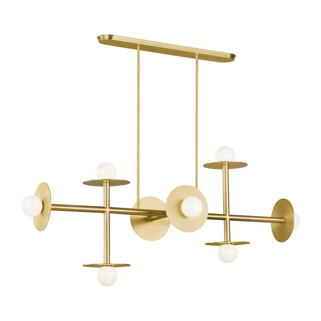 Nodes Eight Light Linear Chandelier in Burnished Brass - available from The Lighting Shoppe, trusted by Canadian homeowners