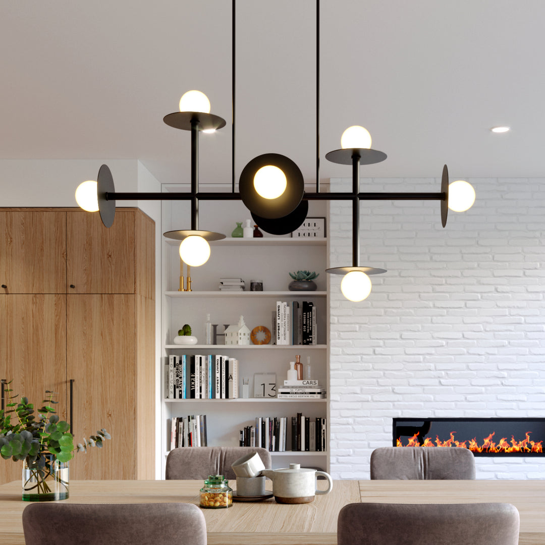 Visual Comfort Studio Canada - KC1008MBK - Eight Light Linear Chandelier - Nodes - Midnight Black