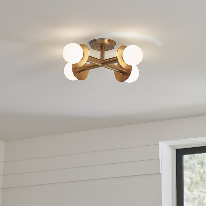 Visual Comfort Studio Canada - KF1034BBS - Four Light Flush Mount - Nodes - Burnished Brass