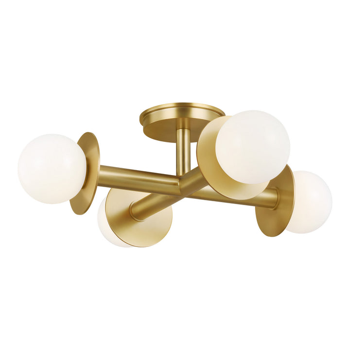 Nodes Four Light Flush Mount in Burnished Brass - available from The Lighting Shoppe, trusted by Canadian homeowners