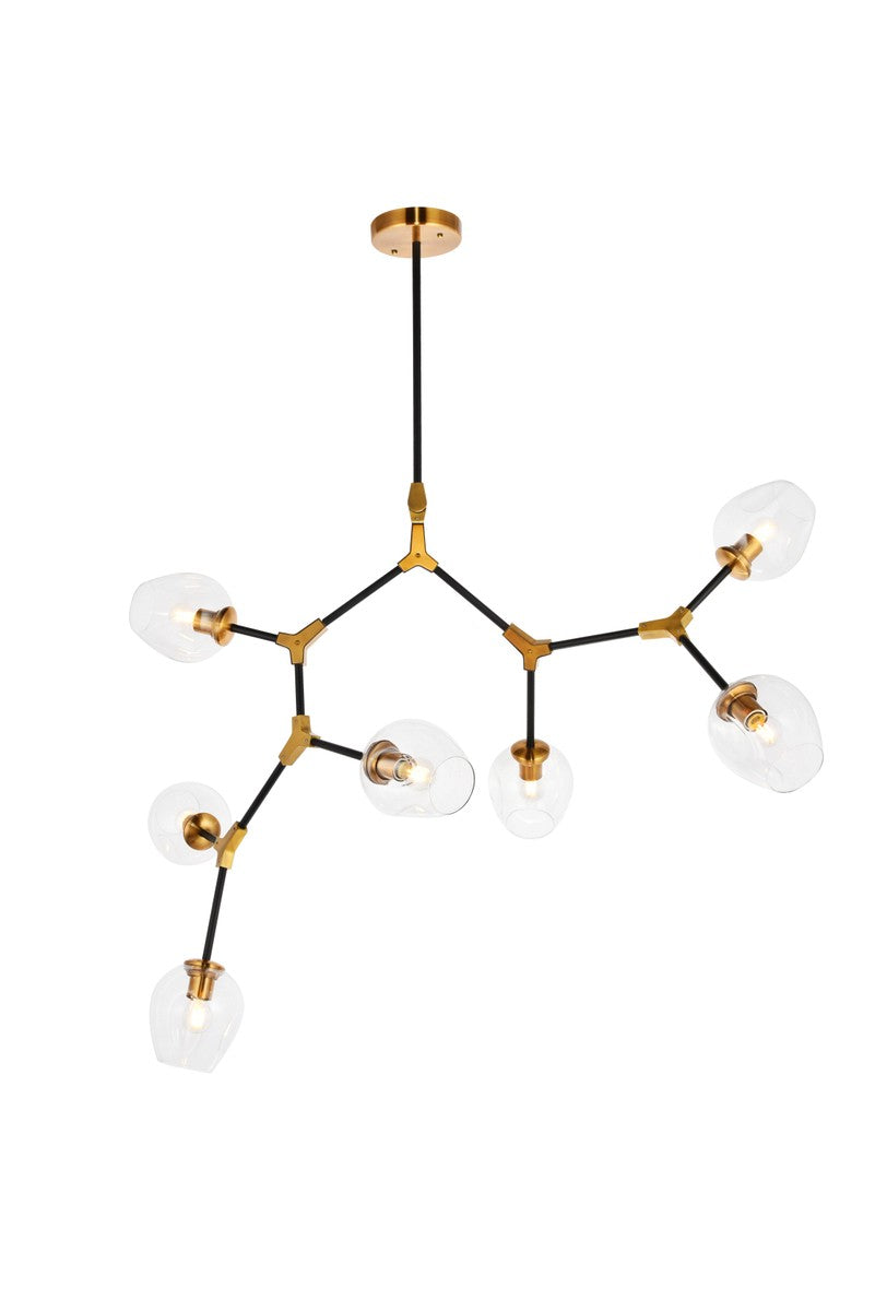 Elegant Lighting - 1712G57LAB - Seven Light Pendant - Cavoli - Light Antique Brass and Flat Black