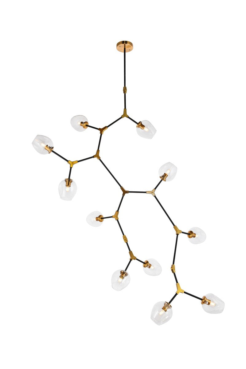 Elegant Lighting - 1712G73LAB - 11 Light Pendant - Cavoli - Light Antique Brass and Flat Black