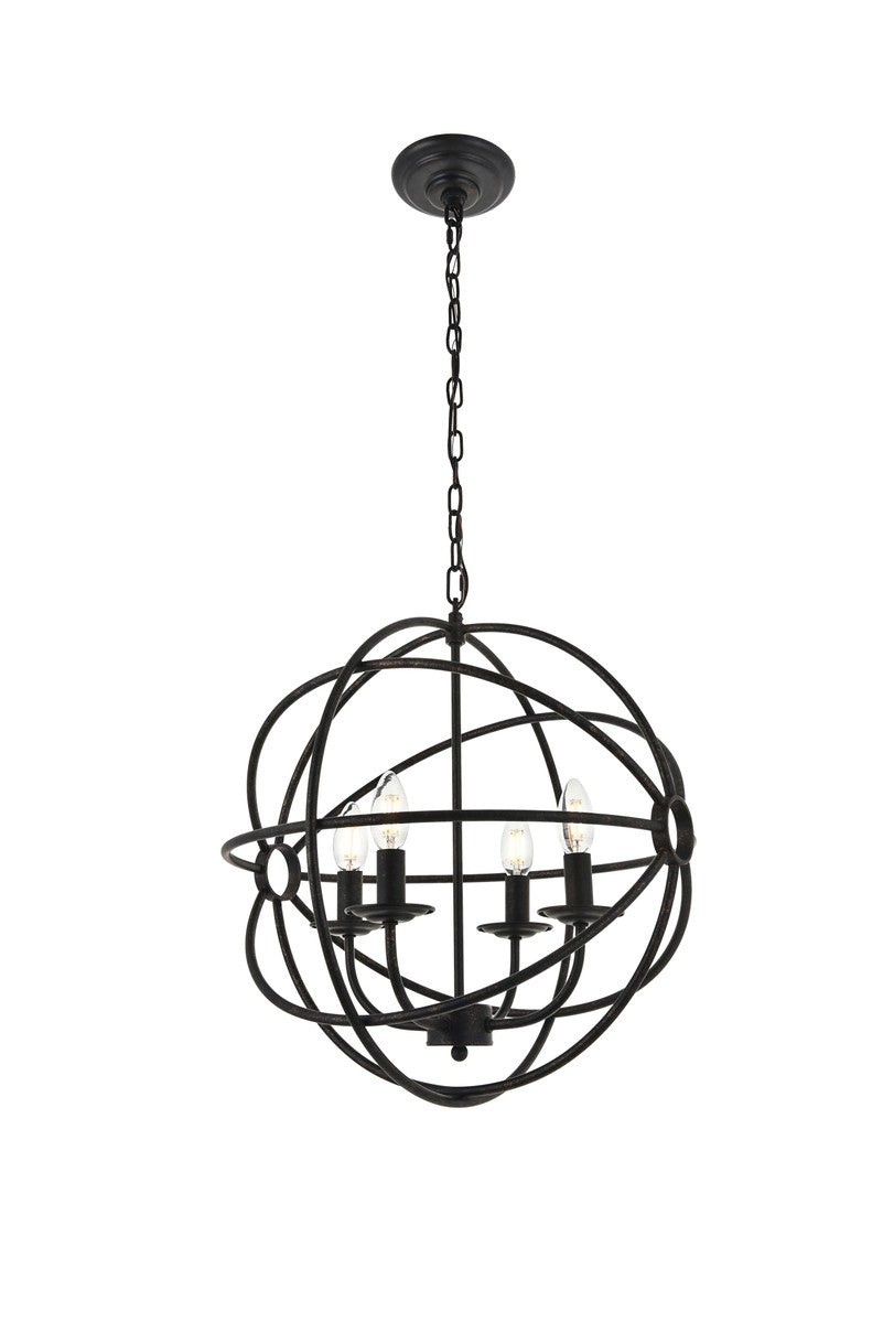Elegant Lighting - LD4006D18DB - Four Light Pendant - Octavia - dark brown