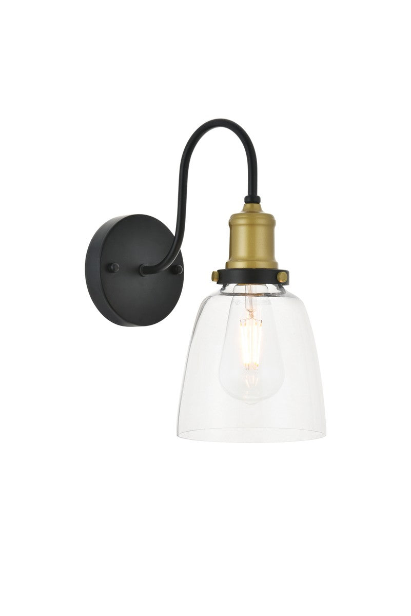 Felicity One Light Wall Sconce in Brass and Black - available from The Lighting Shoppe, trusted by Canadian homeowners