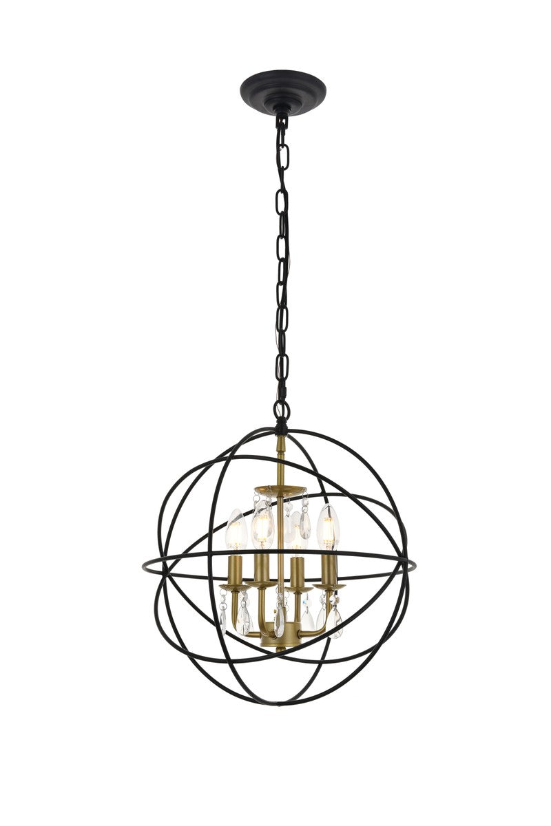 Wallace Four Light Pendant in Matte Black and Brass - available from The Lighting Shoppe, trusted by Canadian homeowners