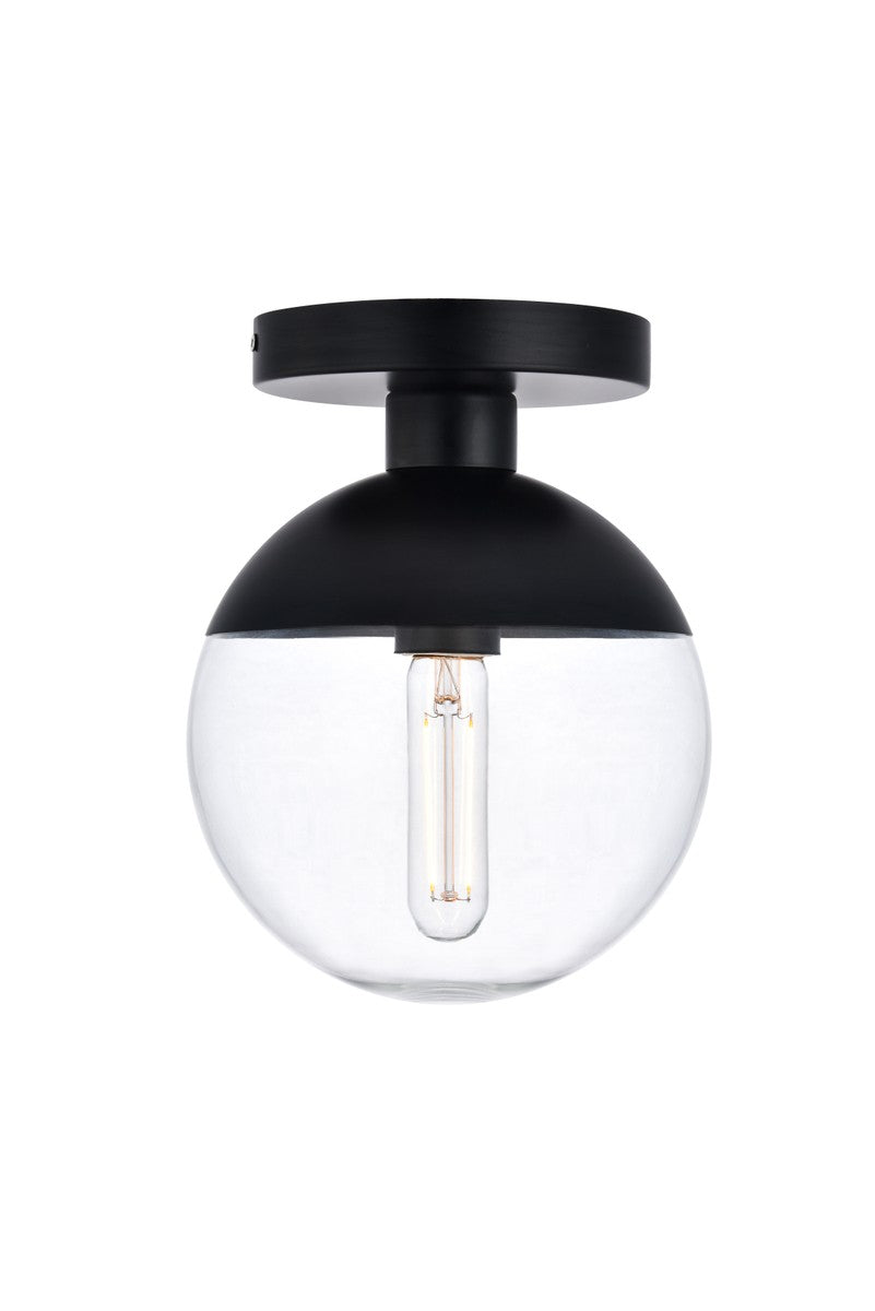Elegant Lighting - LD6051BK - One Light Flush Mount - Eclipse - Black and Clear