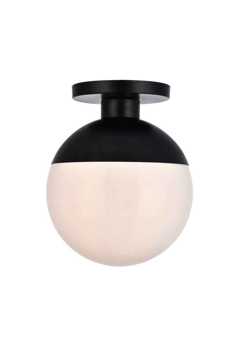 Elegant Lighting - LD6056BK - One Light Flush Mount - Eclipse - Black and frosted white