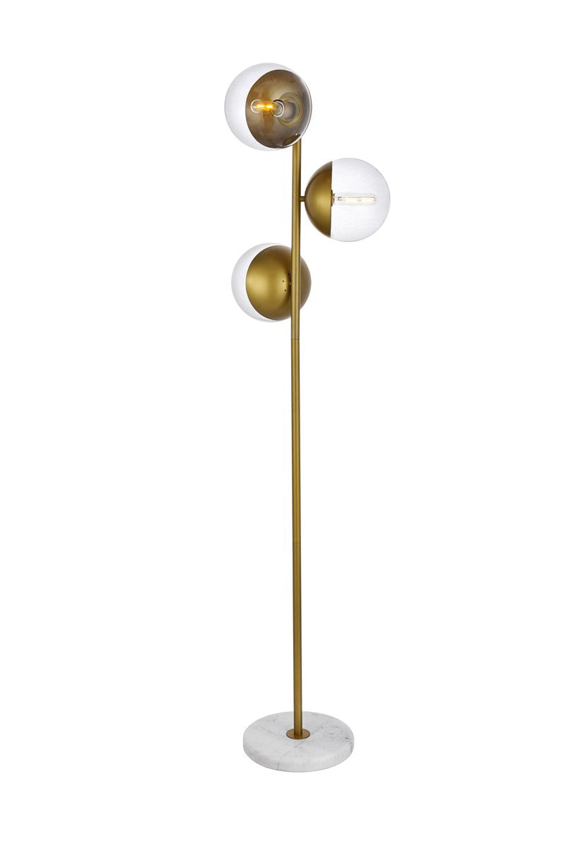 Eclipse Three Light Floor Lamp in Brass - available from The Lighting Shoppe, trusted by Canadian homeowners