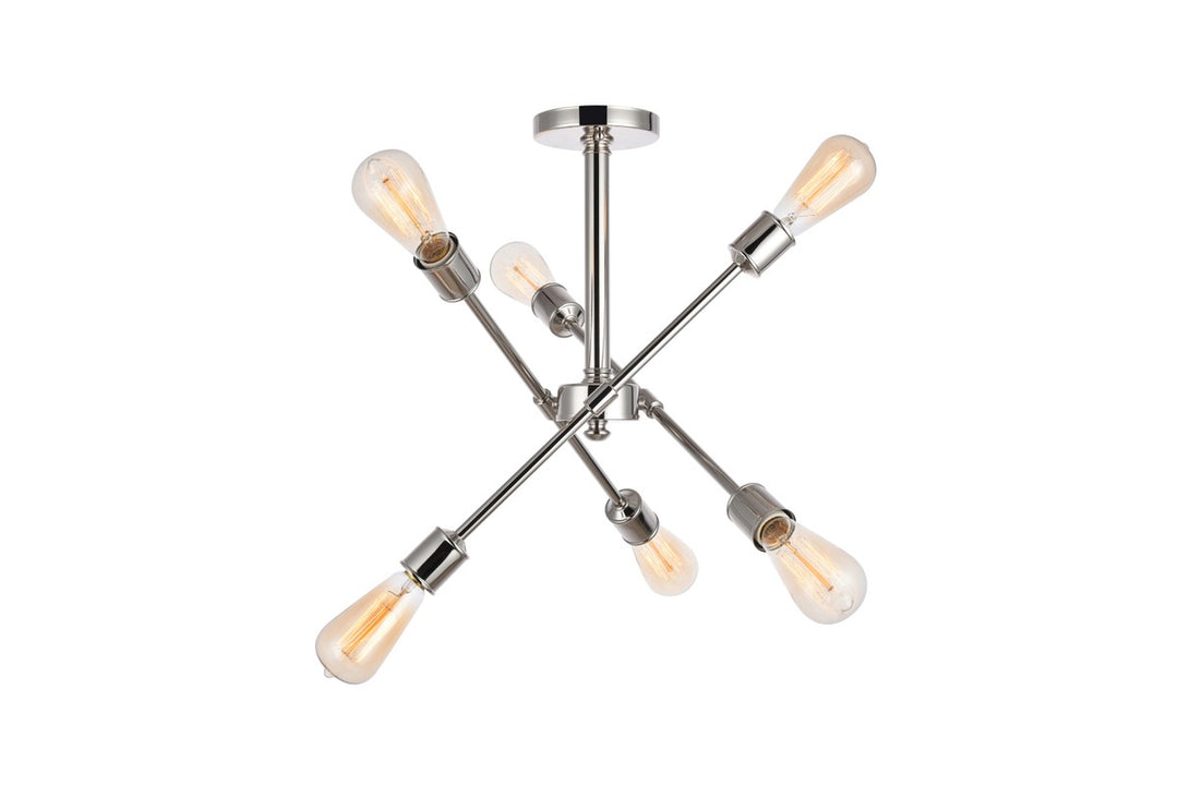 Elegant Lighting - LD8003D17PN - Six Light Flush Mount - Axel - Polished nickel