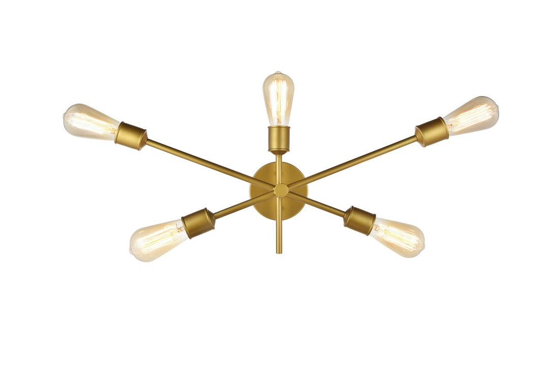 Axel Five Light Wall Sconce in Brass - available from The Lighting Shoppe, trusted by Canadian homeowners