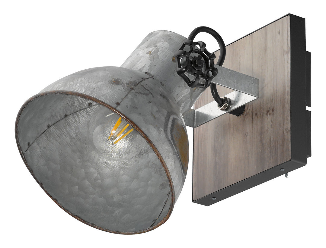 Barnstaple One Light Wall Mount in Distresesd Zinc And Black - available from The Lighting Shoppe, trusted by Canadian homeowners