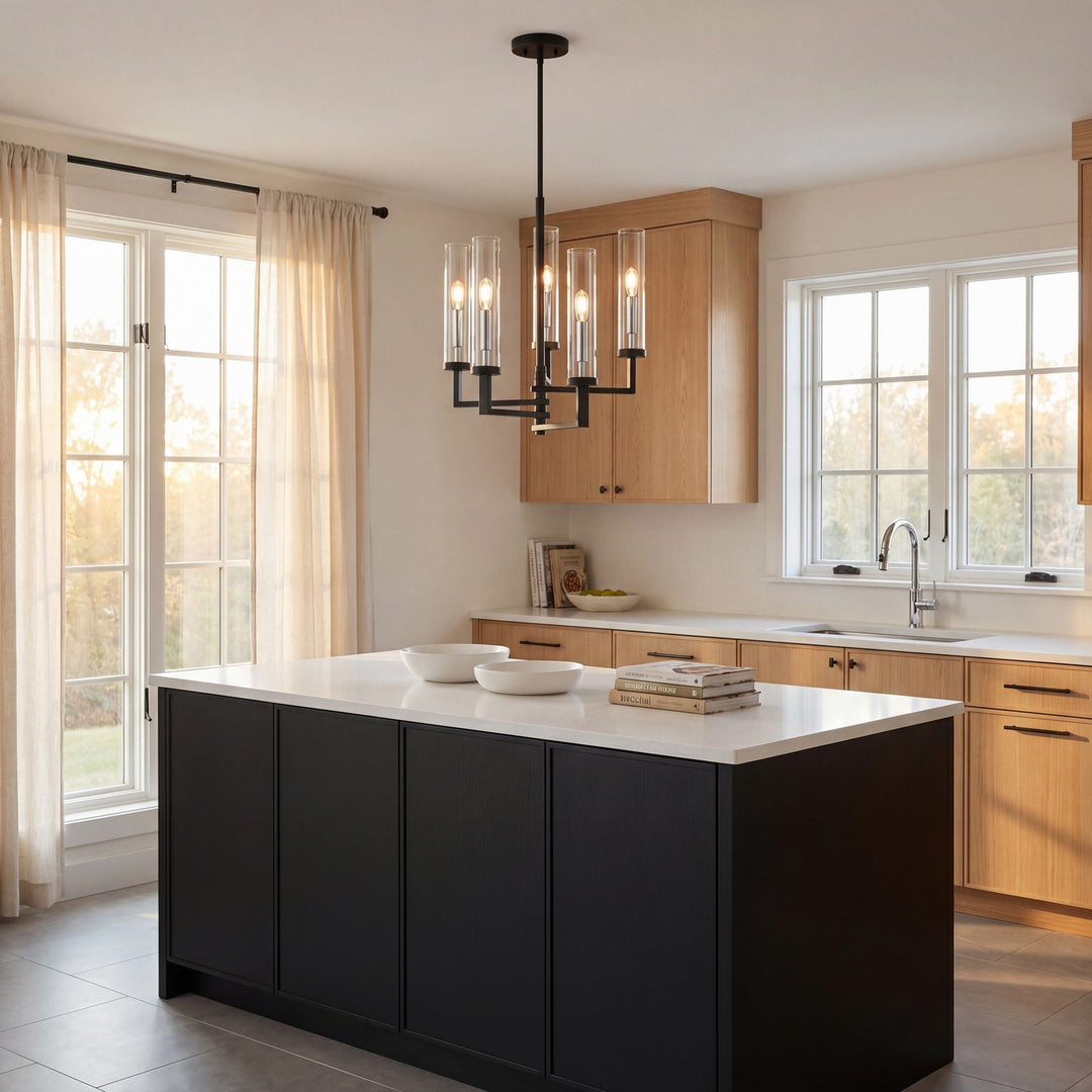 Savoy House - 1-2135-5-67 - Five Light Chandelier - Folsom - Matte Black with Polished Chrome Accents