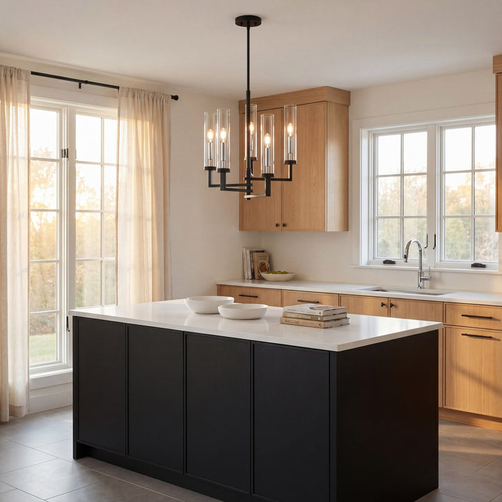 Savoy House - 1-2135-5-67 - Five Light Chandelier - Folsom - Matte Black with Polished Chrome Accents