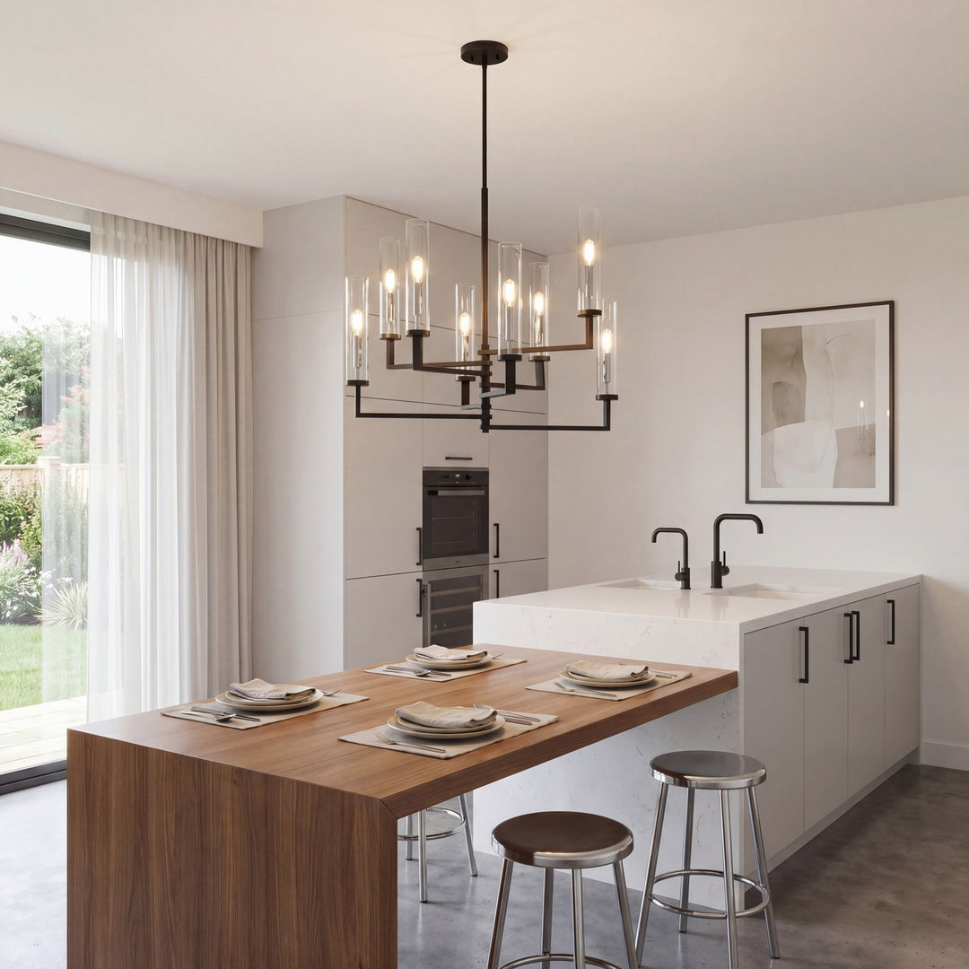 Savoy House - 1-2139-8-67 - Eight Light Chandelier - Folsom - Matte Black with Polished Chrome Accents