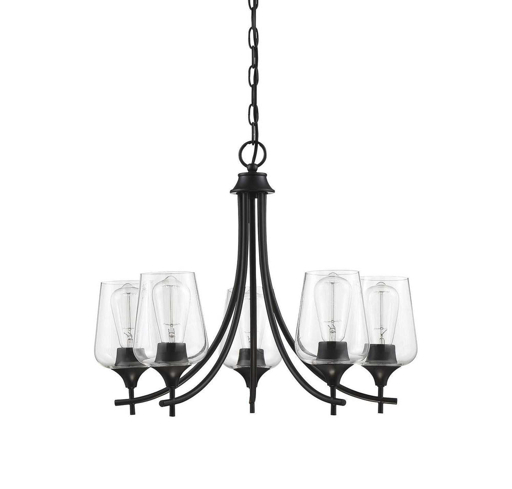 Octave Five Light Chandelier in Black Savoy House