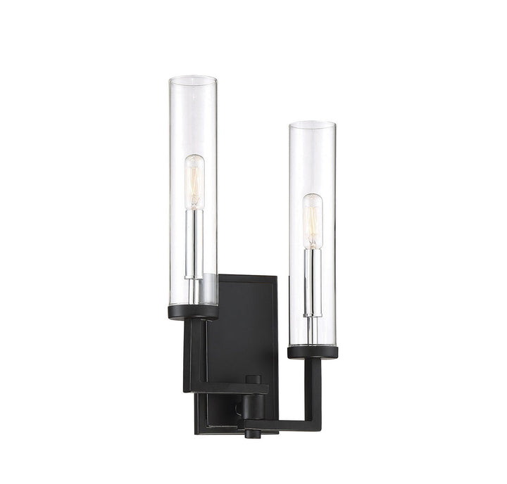 Savoy House - 9-2134-2-67 - Two Light Wall Sconce - Folsom - Matte Black w/Polished Chrome
