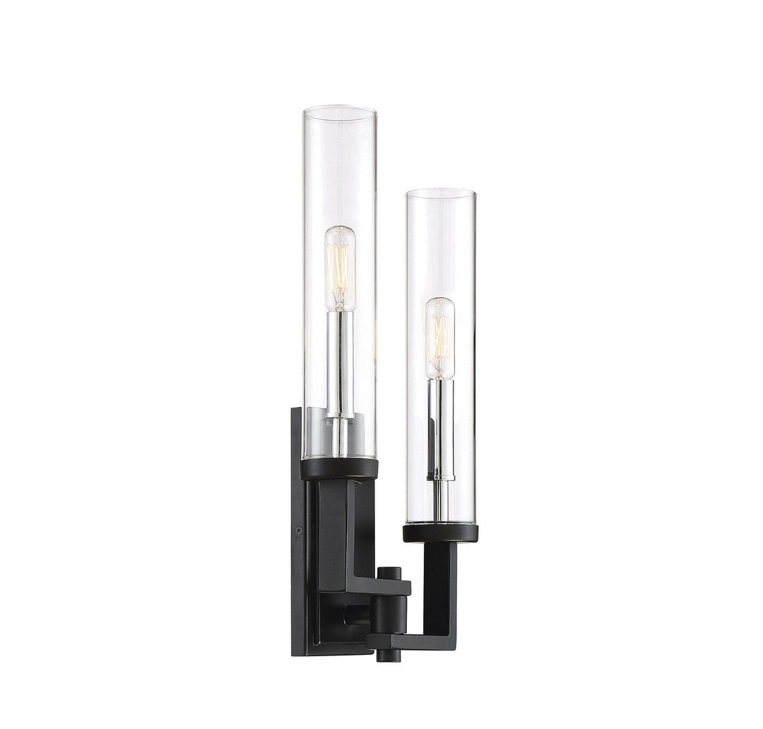 Savoy House - 9-2134-2-67 - Two Light Wall Sconce - Folsom - Matte Black w/Polished Chrome