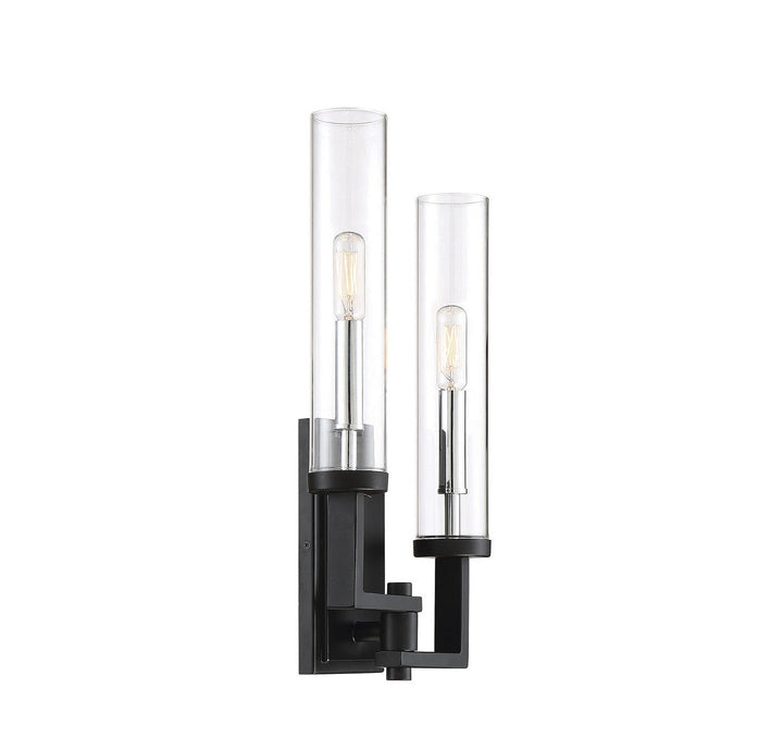 Savoy House - 9-2134-2-67 - Two Light Wall Sconce - Folsom - Matte Black w/Polished Chrome