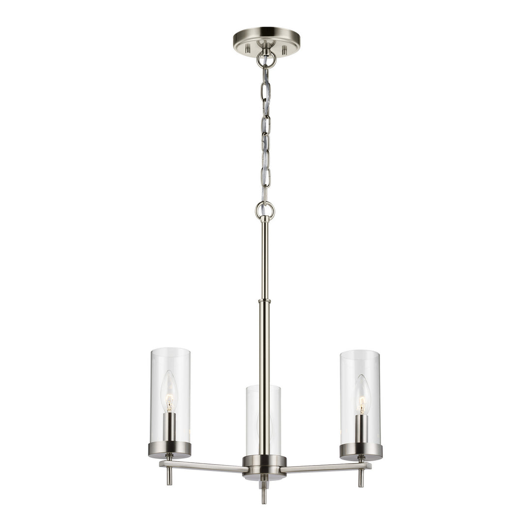 Zire Three Light Chandelier in Brushed Nickel - available from The Lighting Shoppe, trusted by Canadian homeowners