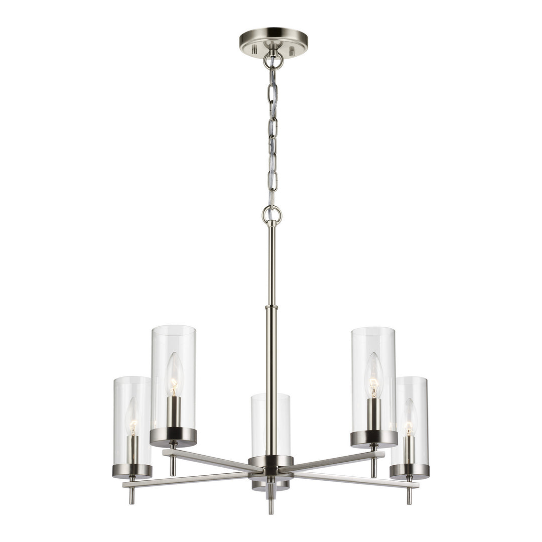 Zire Five Light Chandelier in Brushed Nickel - available from The Lighting Shoppe, trusted by Canadian homeowners