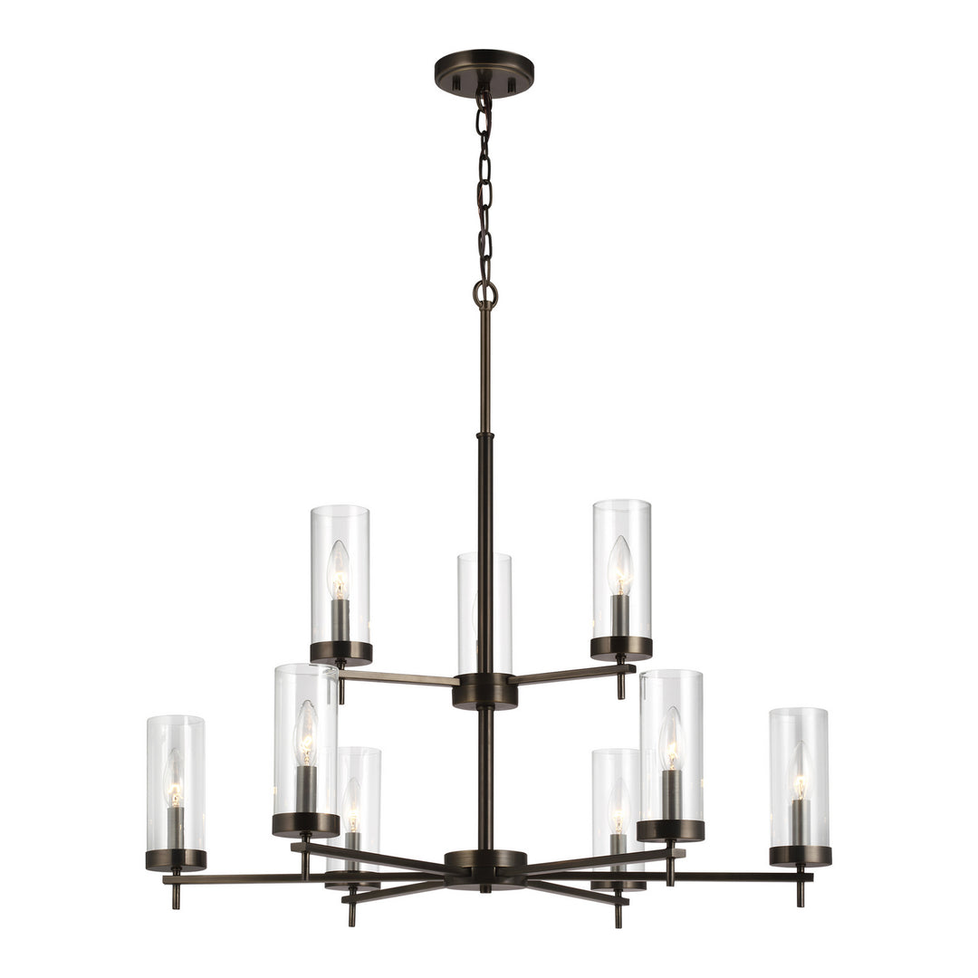 Zire Nine Light Chandelier in Brushed Oil Rubbed Bronze - available from The Lighting Shoppe, trusted by Canadian homeowners