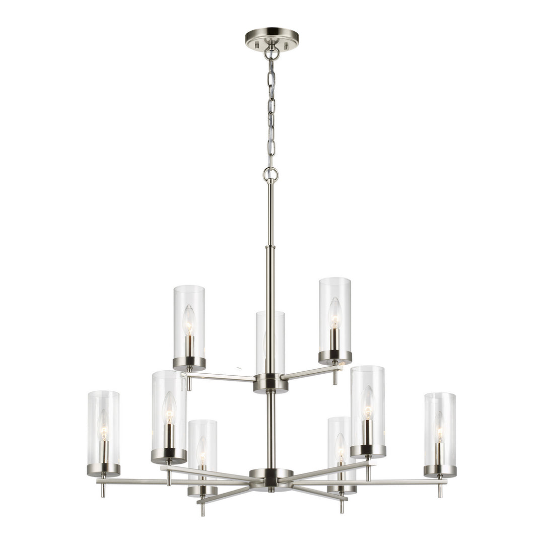 Zire Nine Light Chandelier in Brushed Nickel - available from The Lighting Shoppe, trusted by Canadian homeowners