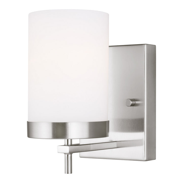 Zire One Light Wall / Bath Sconce in Brushed Nickel - available from The Lighting Shoppe, trusted by Canadian homeowners
