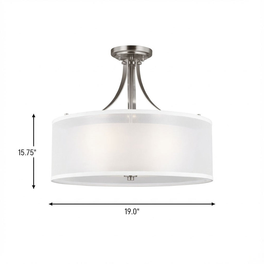 Generation Lighting Canada - 7737303-962 - Three Light Semi-Flush Mount - Elmwood Park - Brushed Nickel
