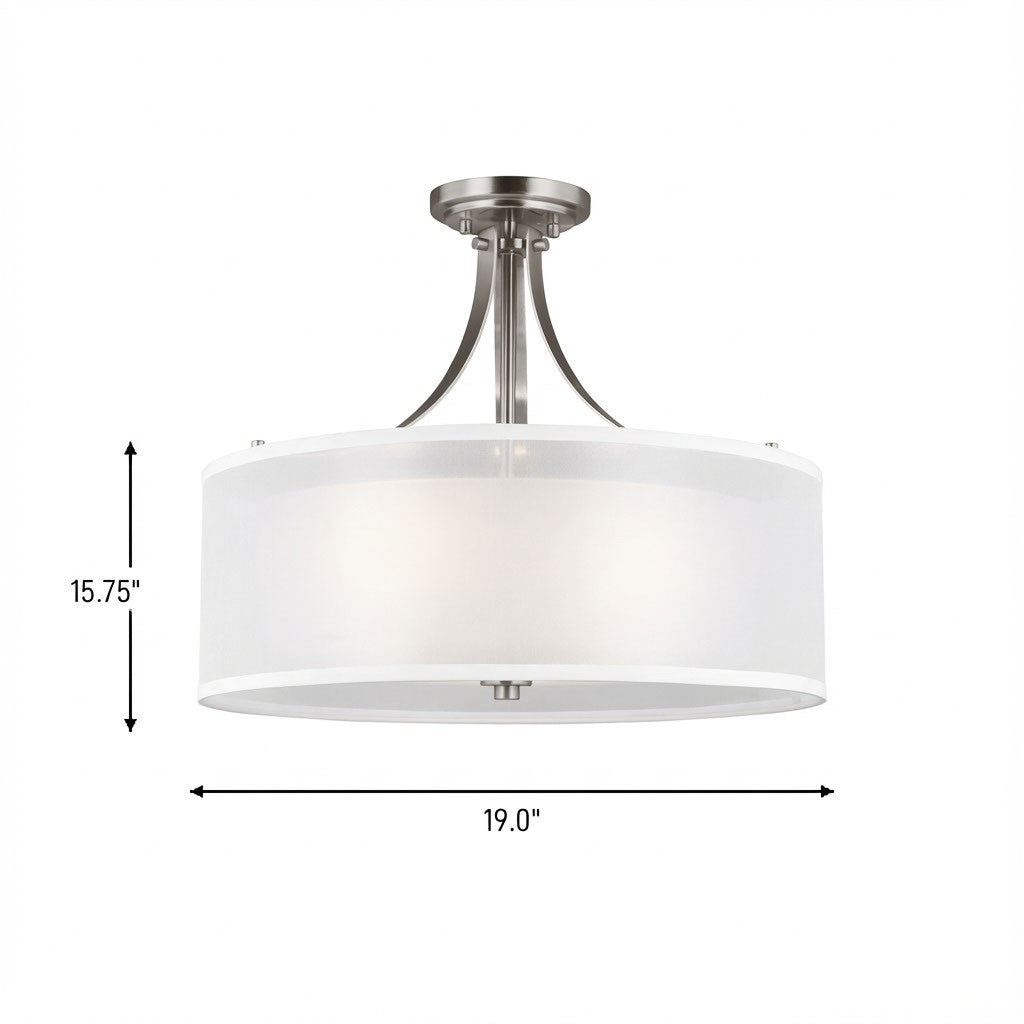 Generation Lighting Canada - 7737303-962 - Three Light Semi-Flush Mount - Elmwood Park - Brushed Nickel