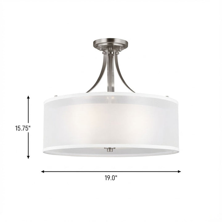 Generation Lighting Canada - 7737303-962 - Three Light Semi-Flush Mount - Elmwood Park - Brushed Nickel