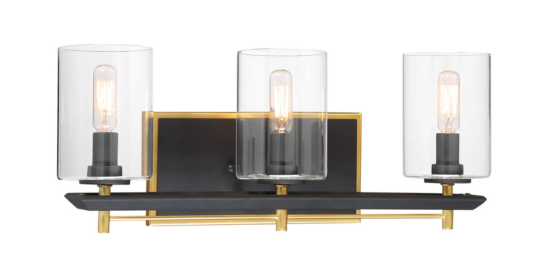 Sable Point Three Light Bath in Sand Black With Honey Gold - available from The Lighting Shoppe, trusted by Canadian homeowners