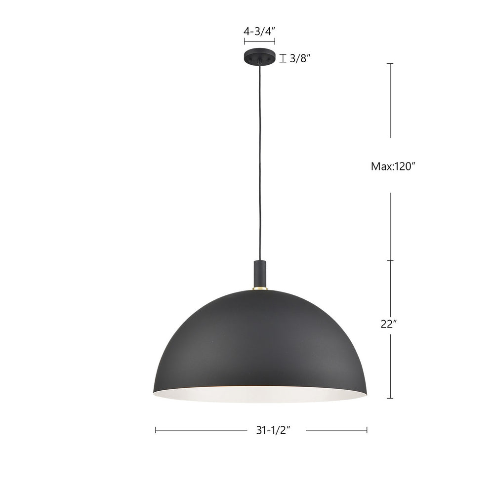 Kuzco Canada - 492332-BK/GD - One Light Pendant - Archibald - Black With Gold Detail