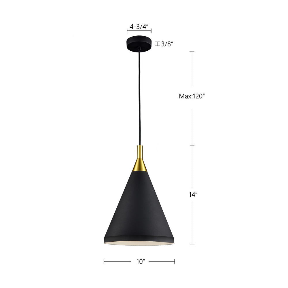 Kuzco Canada - 492710-BK/GD - One Light Pendant - Dorothy - Black With Gold Detail