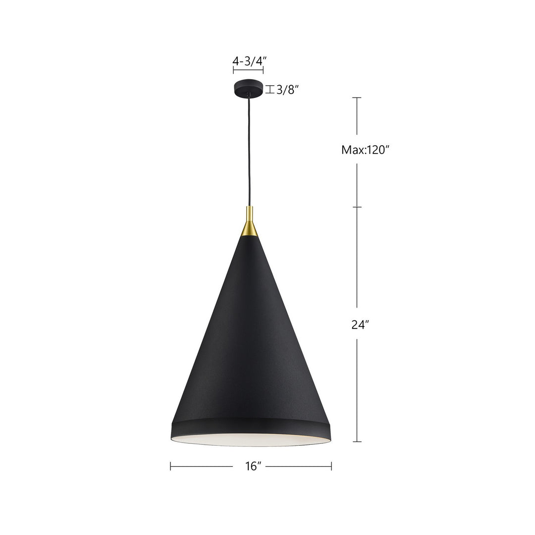 Kuzco Canada - 492716-BK/GD - One Light Pendant - Dorothy - Black With Gold Detail