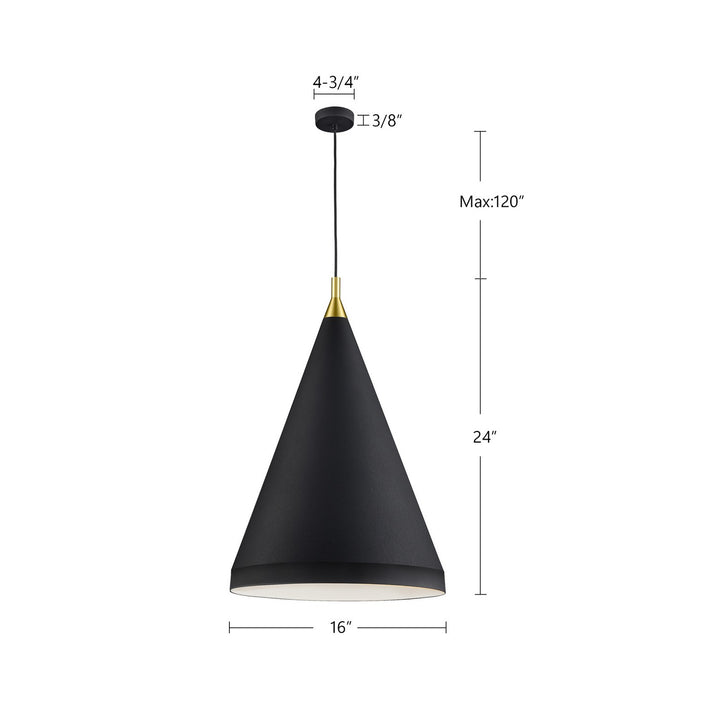 Kuzco Canada - 492716-BK/GD - One Light Pendant - Dorothy - Black With Gold Detail