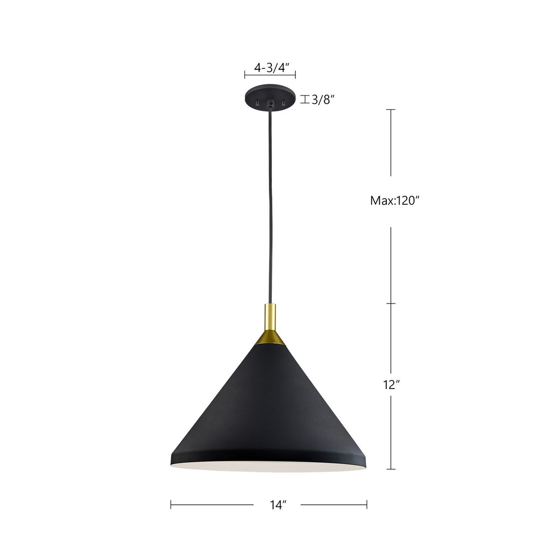 Kuzco Canada - 492814-BK/GD - One Light Pendant - Dorothy - Black With Gold Detail