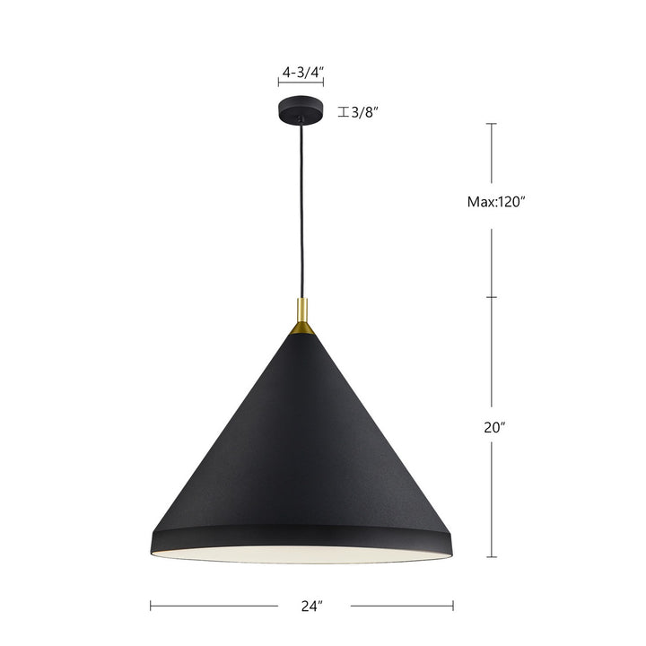 Kuzco Canada - 492824-BK/GD - One Light Pendant - Dorothy - Black With Gold Detail